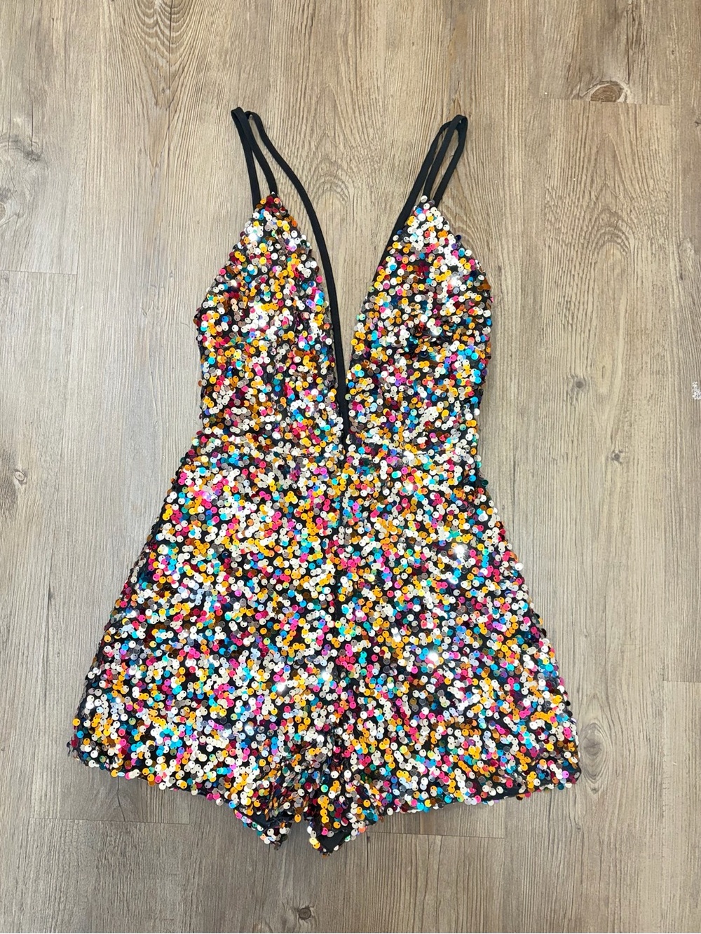 Sequin Low Cut, Backless Playsuit
